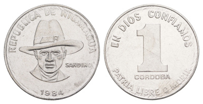 Никарагуа 1 кордоба 1984 KM 43a сталь плакированная никелем UNC 4641-345