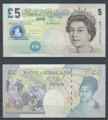 Англия 5 фунтов 2002 Pick 391 d бумага 2198-23-3-1