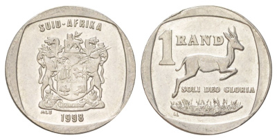 ЮАР 1 ранд 1998 KM 164 медь плакированная никелем aUNC 4627-341