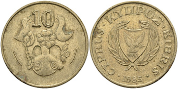 Кипр 10 центов 1985 KM 56.2 никель латунь 4141-1134