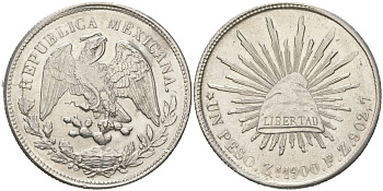 Мексика 1 песо 1900 KM 409 серебро 1530-1024