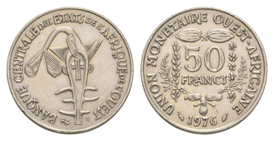 Западная Африка (BCEAO) 50 франков 1976 KM 6 медно-никель aUNC 4611-313