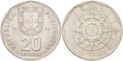 Португалия 20 эскудо 1986 KM 634 медно-никель aUNC 4143-443