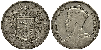 Новая Зеландия 1/2 кроны 1933 Георг V (1910-1936) KM 5 серебро 272-631