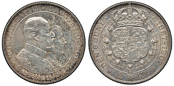 Швеция 2 кроны 1907 Оскар II (1872-1907) король Швеции, золотая свадьба KM 776 серебро 4117-716