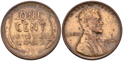США 1 цент 1940 Линкольн KM 132 бронза    4115-268