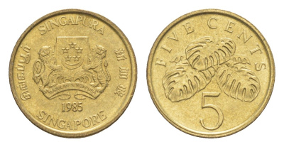 Сингапур 5 центов 1985 KM 50 алюминиевая бронза 4640-518