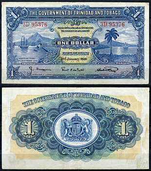 Тринидад и Тобаго 1 доллар 1939 2 января 1939 Pick 5 b бумага  000-00-00