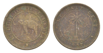Либерия 1/2 цента 1937 KM 10 латунь 4614-932