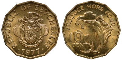 Сейшельские острова 10 центов 1977 FAO KM 32 латунь 00-00