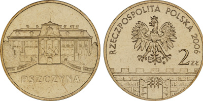 Польша 2 злотых 2006 MW, серия польские города, Пщина (Pszczyna) KM 549 нордик UNC 4676-357