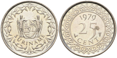 Суринам 25 центов 1979 KM 14 медно-никель aUNC 4585-967