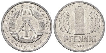 ГДР 1 пфенниг 1981 А KM 8.2 алюминий 4623-424