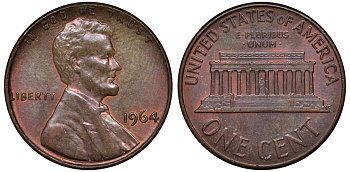 США 1 ЦЕНТ 1964 ЛИНКОЛЬН KM 201 медь цинк 62-433