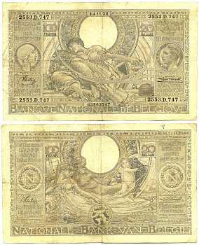 БЕЛЬГИЯ 100 ФРАНКОВ 1936 Pick 107 бумага 7218-16-2