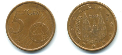 Испания 5 евроцентов 2005 KM 1042 сталь плакированная медью 29-1158