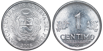 Перу 1 сентимо 2010 LIMA KM 303.4a алюминий aUNC 4189-1036