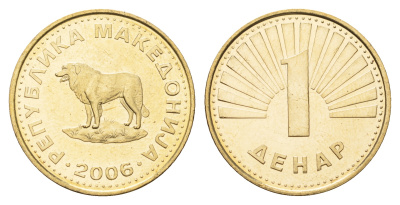 Македония 1 денар 2006  KM 2 латунь  UNC  M83-03