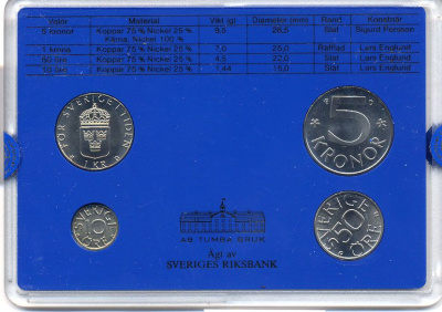 Швеция набор монетного двора из 4 монет 1987 в пластике, Карл XVI Густав (1973- ) KM MS43 UNC 4-3-7-157