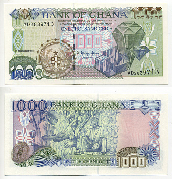 Гана 1000 седи 1996 алмазы, сбор урожая какао Pick 32a бумага UNC (пресс) 6278-64-1