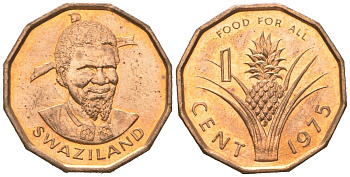 Свазиленд 1 цент 1975 FAO, продовольственная программа, Собуза II KM 21 бронза UNC 4611-569