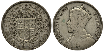 Новая Зеландия 1/2 кроны 1935 Георг V (1910-1936) KM 5 серебро 272-933