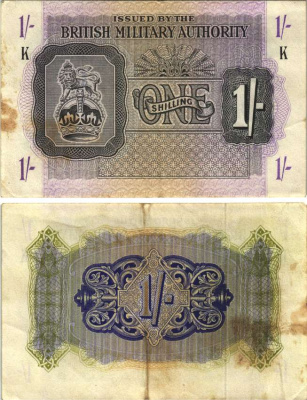 АНГЛИЯ 1 ШИЛЛИНГ 1943 ВОЕННЫЙ ВЫПУСК, СЕРИЯ К Pick М2 бумага VF-XF 6283-19-1-2