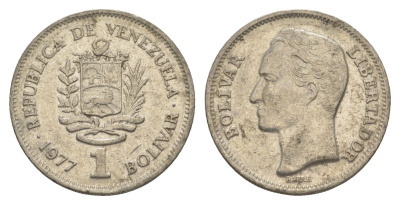 Венесуэла 1 боливар 1977 Симон Боливар Y 52 никель 4584-1216