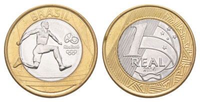 Бразилия 1 реал 2014 XXXI летние Олимпийские Игры, Рио-де-Жанейро 2016 - Атлетизм KM 687 биметалл UNC 4646-147