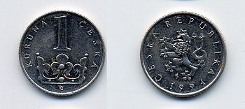 Чехия 1 крона 1994 KM 7 сталь плакированная никелем 46-1027