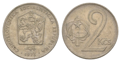 Чехословакия 2 кроны 1975 KM 75 медно-никель 4633-654