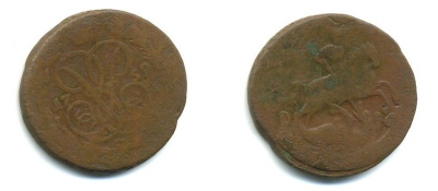 РОССИЯ 1 КОПЕЙКА 1759 медь 61-615