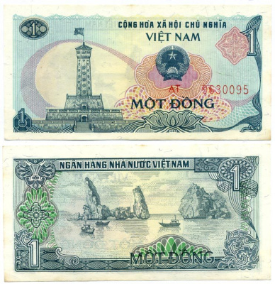 ВЬЕТНАМ 1 ДОНГ 1985 ХАНОЙСКАЯ БАШНЯ Pick 90a бумага аUNC 8592-18-2-1
