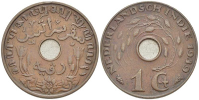 Нидерландская Восточная Индия 1 цент 1939 KM 317 бронза 210-1255