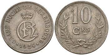 Люксембург 10 сантимов 1924 Шарлотта (1918-1964) KM 34 медно-никель 4577-215