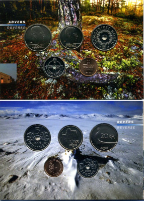 Норвегия набор из 5 монет 2003 запайка, картонный буклет KM MS 63 UNC 4-4-1-16