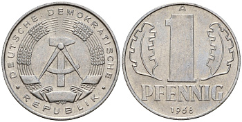 ГДР 1 пфенниг 1968 A KM 8.1 алюминий 99-1037