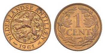 Нидерландские Антильские острова (Нидерландские Антилы) 1 цент 1961 KM 1 бронза UNC 4651-919