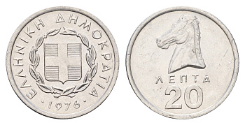 Греция 20 лепт 1976 KM 114 алюминий UNC 4668-1258