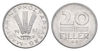 Венгрия 20 филлеров 1987 BP KM 573 алюминий 4658-634