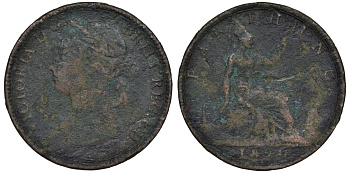 Великобритания 1 фартинг 1890 Виктория (1837-1901) KM 753, Spink 3958 бронза 4609-1032