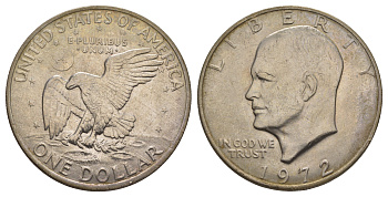 США 1 доллар 1972 Президент Эйзенхауэр, лунный орел KM 203 медь плакированная медно-никлем aUNC 4537-725