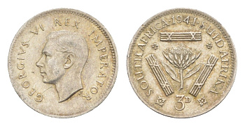 ЮАР 3 пенса 1941 KM 26 серебро 4636-322