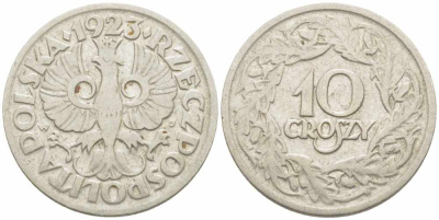ПОЛЬША 10 ГРОШЕЙ 1923 KM 11 никель 73-1525