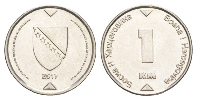 Босния и Герцеговина 1 марка 2017 KM 118 сталь плакированная никелем aUNC 4652-456