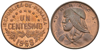 Панама 1 сентесимо 1968  KM 22 бронза  aUNC  4609-833
