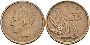 Бельгия 20 франков 1982 Belgique KM 159 никель бронза    4595-1033