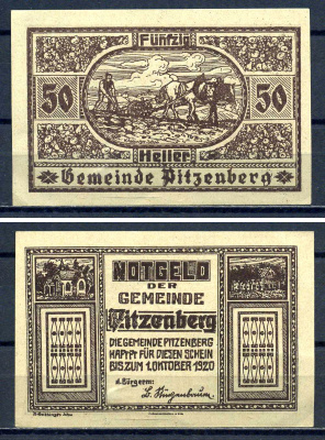 Питценберг (Австрия) 50 геллеров 1920 Jaksc/Pick?JPR0753-50 бумага UNC (пресс) 7556-38-3-2