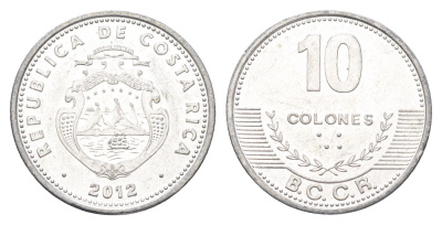 Коста-Рика 10 колонов 2012 KM 228b алюминий aUNC 4663-1011