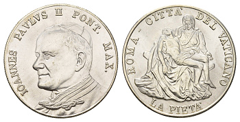 Ватикан медаль в честь избрание папой римским Иоанна Павла II ND (1978) Иоанн Павел II, Пьета Микеланджело, диаметр 35 мм, вес 15,7 гр медно-никель плакированный серебро 4667-1244